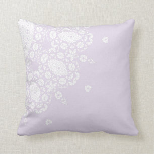 Joli Lilac Motif Lace Blanche Jeu Oreiller