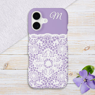 Joli Lilas et Dentelle Monogrammée Blanche