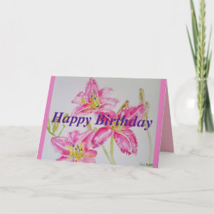 Joli Lily En Rose Carte Anniversaire Aquarelle