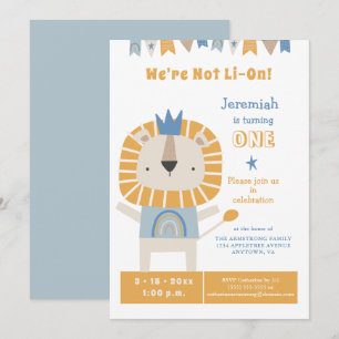 Joli Lion Un An Garçon Anniversaire Invitation