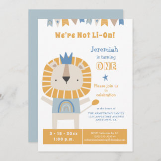 Joli Lion Un An Garçon Anniversaire Invitation