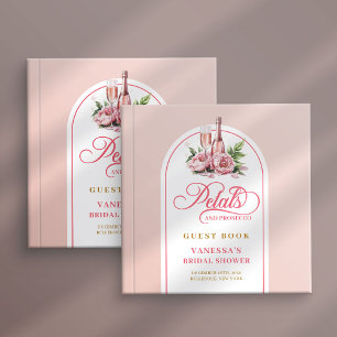 Joli livre d'or avec pétales et prosecco rose gold