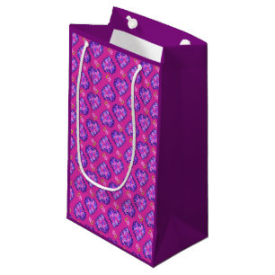 Joli Magenta Coeurs et Fleurs Petit Sac Cadeau