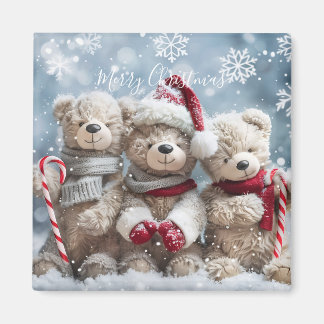 Joli Magnet d'ours en peluche de Noël