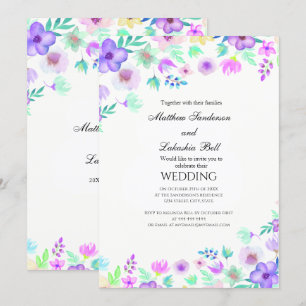 Joli Mariage avec fleurs Invitation