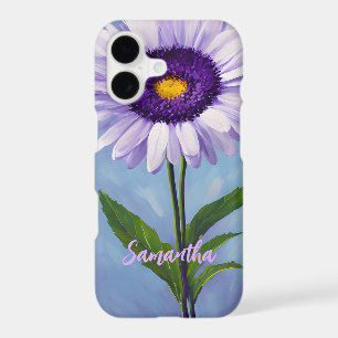 Joli Mauve Purple Daisy peinture à l'huile Monogra