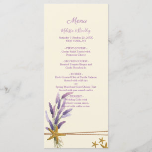 joli Menu de mariage simple étoile de mer