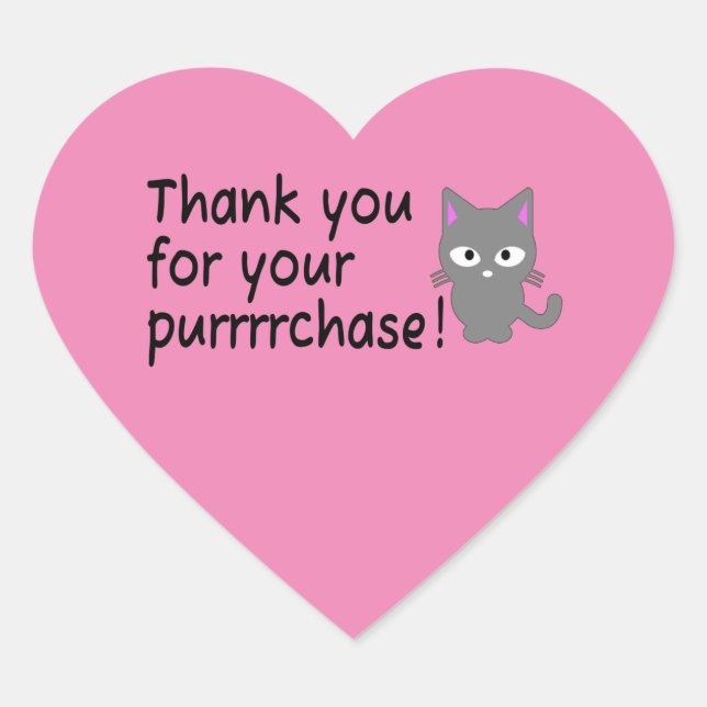 Joli Merci rose autocollant modèle avec chat gris (Devant)