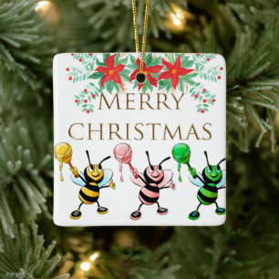 Joli Miel Abeilles Or Joyeux Ornement de Noël