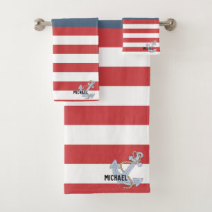 Joli monogramme avec mignon Ancre Marine et rouge