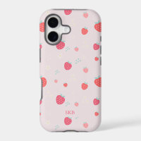 Joli monogramme blanc rose et fraise rouge
