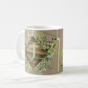 Joli Monogramme de bois avec Mug d'herbes