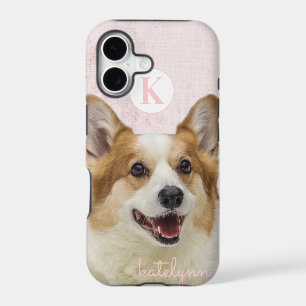 Joli Monogramme de Chien Corgi Rose à Cache-Cache