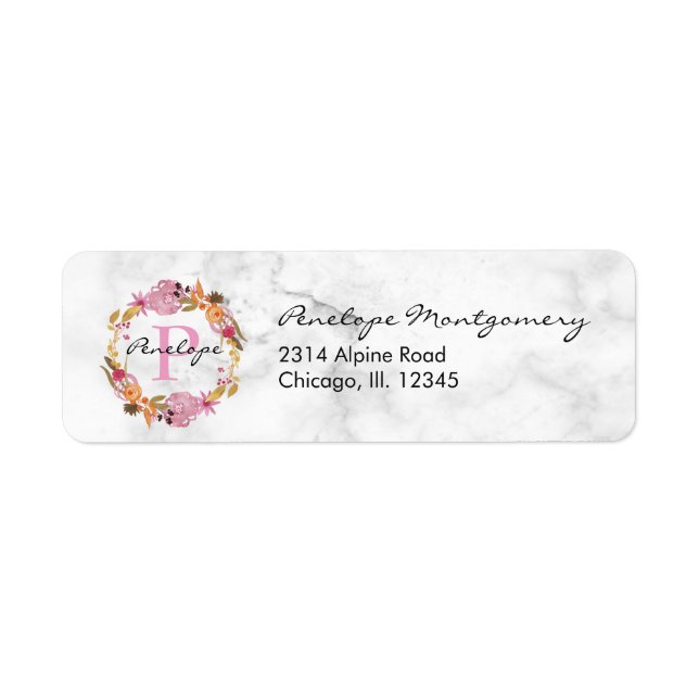 Joli Monogramme de couronne de fleurs rose (Devant)