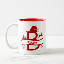 Joli Monogramme de Noël et nom Mug