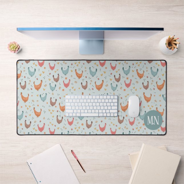 Joli Monogramme de poulet de la ferme bleue (Bureau 1)