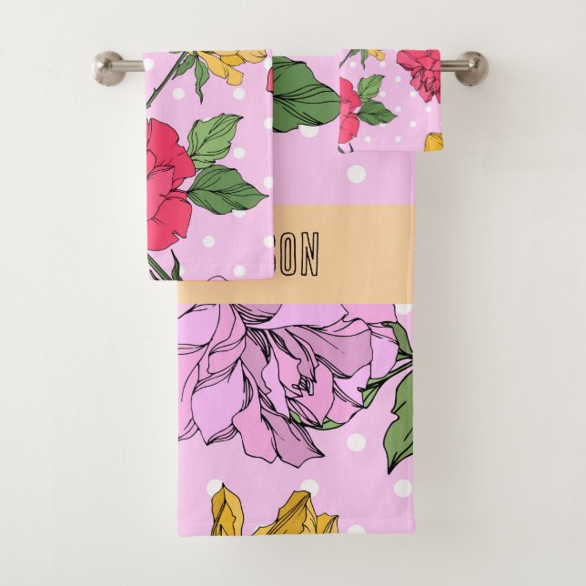 Joli monogramme de style rétro Fleurs Violet (En situation)