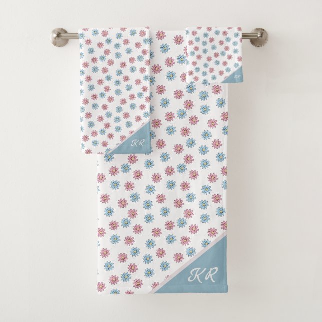 Joli Monogramme Fleur Rose Bleu Mignonne (En situation)
