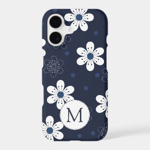 Joli monogramme floral bleu marine