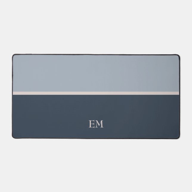 Joli Monogramme Initiales Simple Moderne Bleu (Recto)
