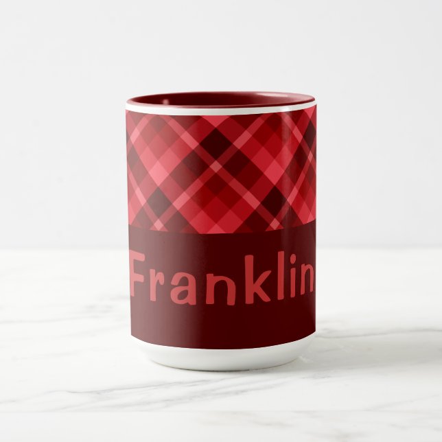 Joli Monogramme rouge rubis 15 oz Café Mug (Centre)