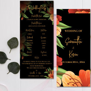 Joli Moody Orange Floral Wedding Programme