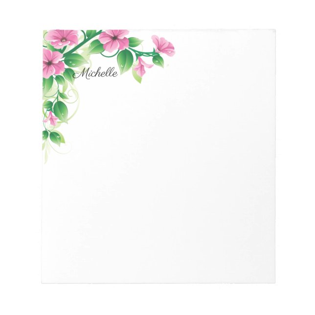 Joli Morning Glory Flowers Bloc-notes VOTRE TEXTE (Devant)