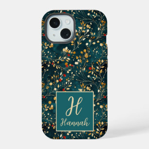 Joli motif à monogramme floral aquarelle