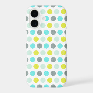 Joli motif à pois bleu aqua menthe jaune