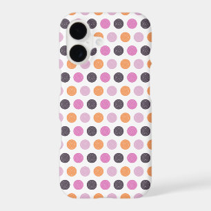 Joli motif à pois orange violet rose rétro