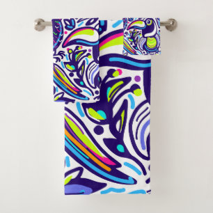 Joli motif artistique des oiseaux l Bleu et blanc