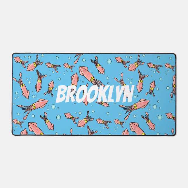 Joli motif caricature de calmar rose (Recto)