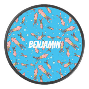 Joli motif caricature de calmar rose