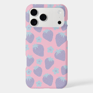 Joli motif de fraises en lilas et bleu