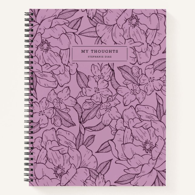 Joli motif floral pourpre Carnet moderne (Devant)