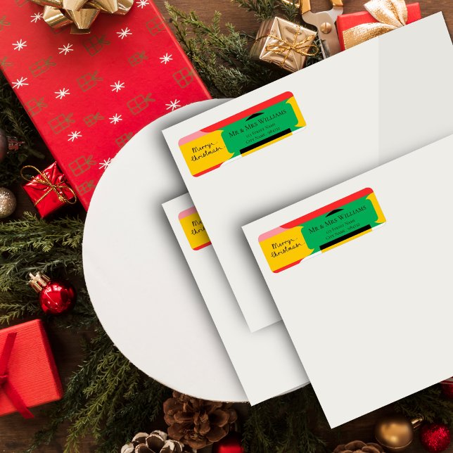 Joli Motif géométrique Abstrait Joyeux Noël (Cute Abstract Geometric Pattern Merry Christmas Label)