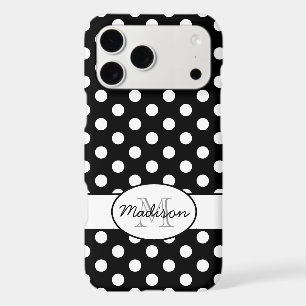 Joli motif rétro à pois blancs Monogramme