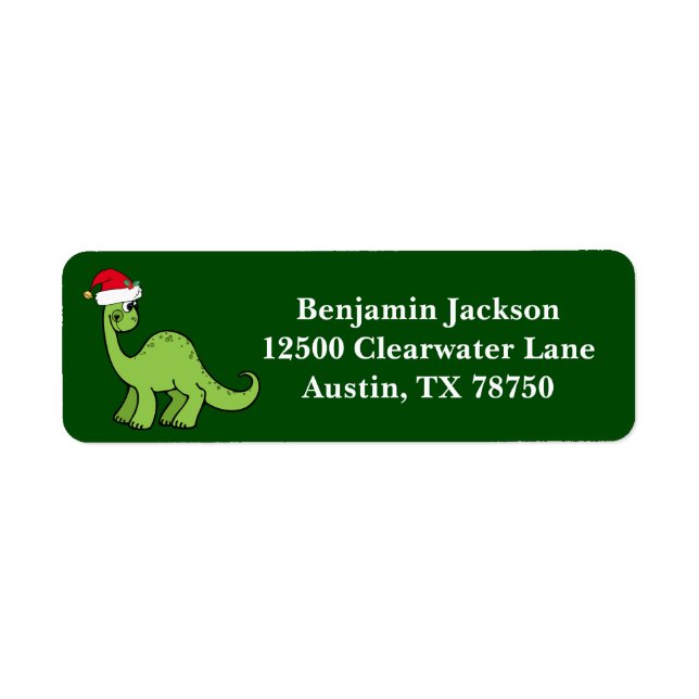 Joli Noël Dinosaur Green Kids Retourner l'adresse (Devant)