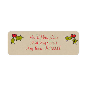 Joli Noël Holly Étiquettes de adresse