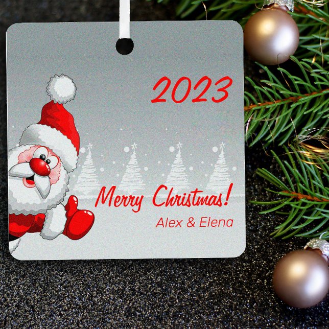 Joli Noël Père Noël neige métal Carré ornement (Créateur téléchargé)
