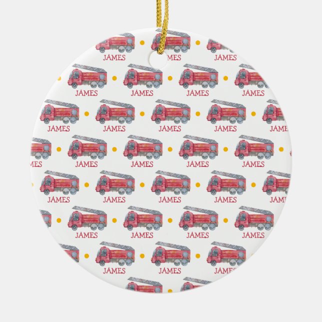 Joli Noël personnalisé ornement de camion de feu (Devant)