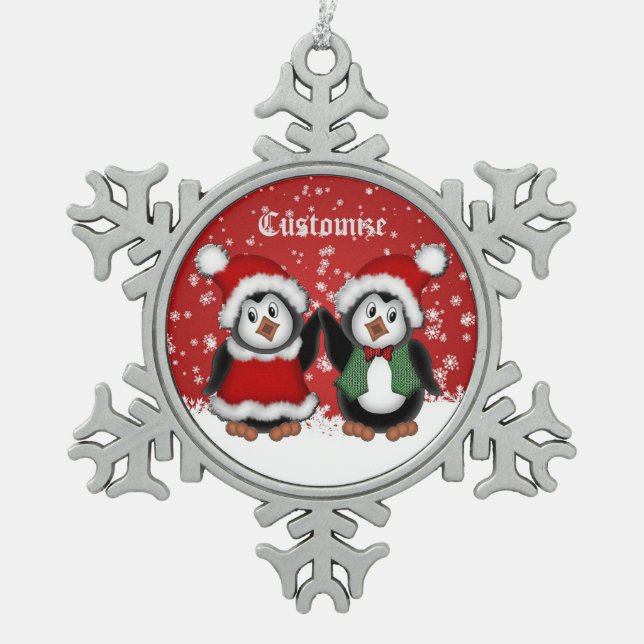 Joli Noël Pingouins Flocon de neige Ornement (Devant)