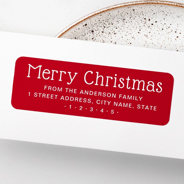 Joli Noël rouge adresse de retour (Cute Merry Christmas red return address Label)