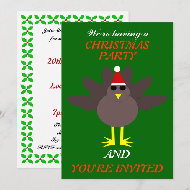 Joli Noël Turquie Invitations de fête personnalisé (Devant / Derrière)