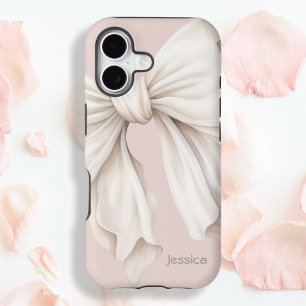 Joli Nœud Blanc Ivoire Féminin sur Rose Pâle avec