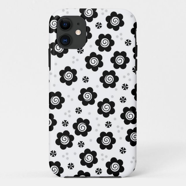 Joli noir fleurs blanches iPhone 5 Coque (Dos)