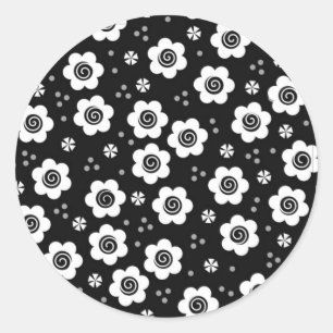 Joli noir fleurs blanches Sticker