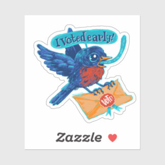 Joli oiseau bleu Vintage J'ai voté Sticker