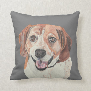 Joli Oreiller Beagle Jeu À Main Tirée