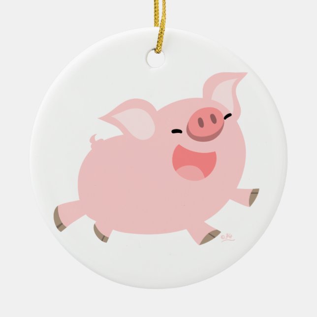 Joli ornement de cochon de dessin joyeux (Devant)